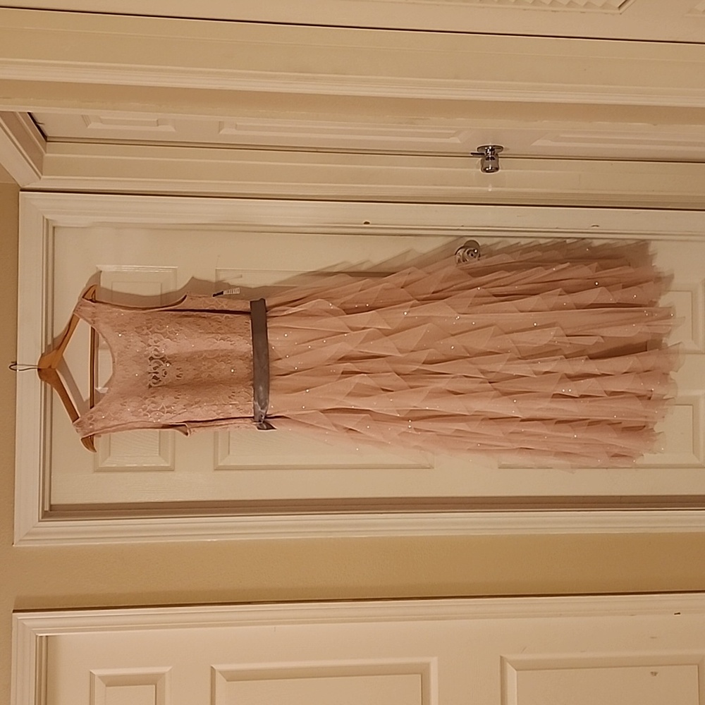 Light Pink formal ball gown w/grey satin belt